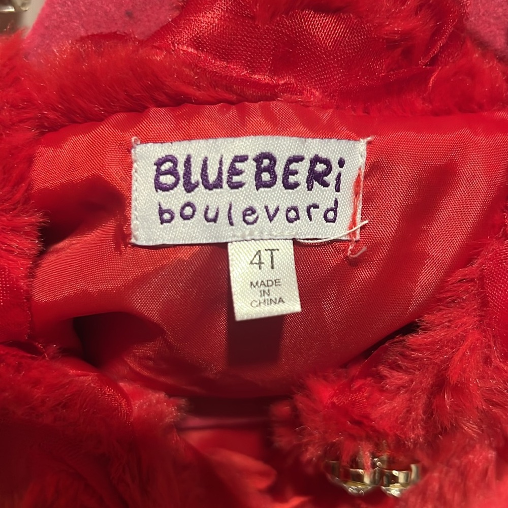 Blueberi Boulevard Red Floral Kids Coat, size 4T - Picture 7 of 10